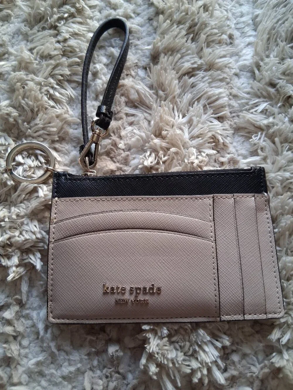 Kate Spade New York Spencer Card Case Wristlet - Warm Beige & Black